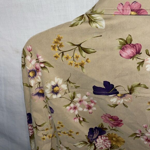Jones New York Women’s Casual Shirt Size 10 Beige Floral Going Out Party Comfort - Picture 11 of 12